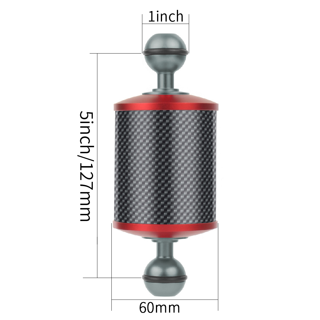 Oppgrader dykking 5/8/10/12 tommer  d60mm karbonfiber flytearmer med 1 tommers dobbelt kulehode kompresjonsbestandig under vann: 5 tommers blanding b