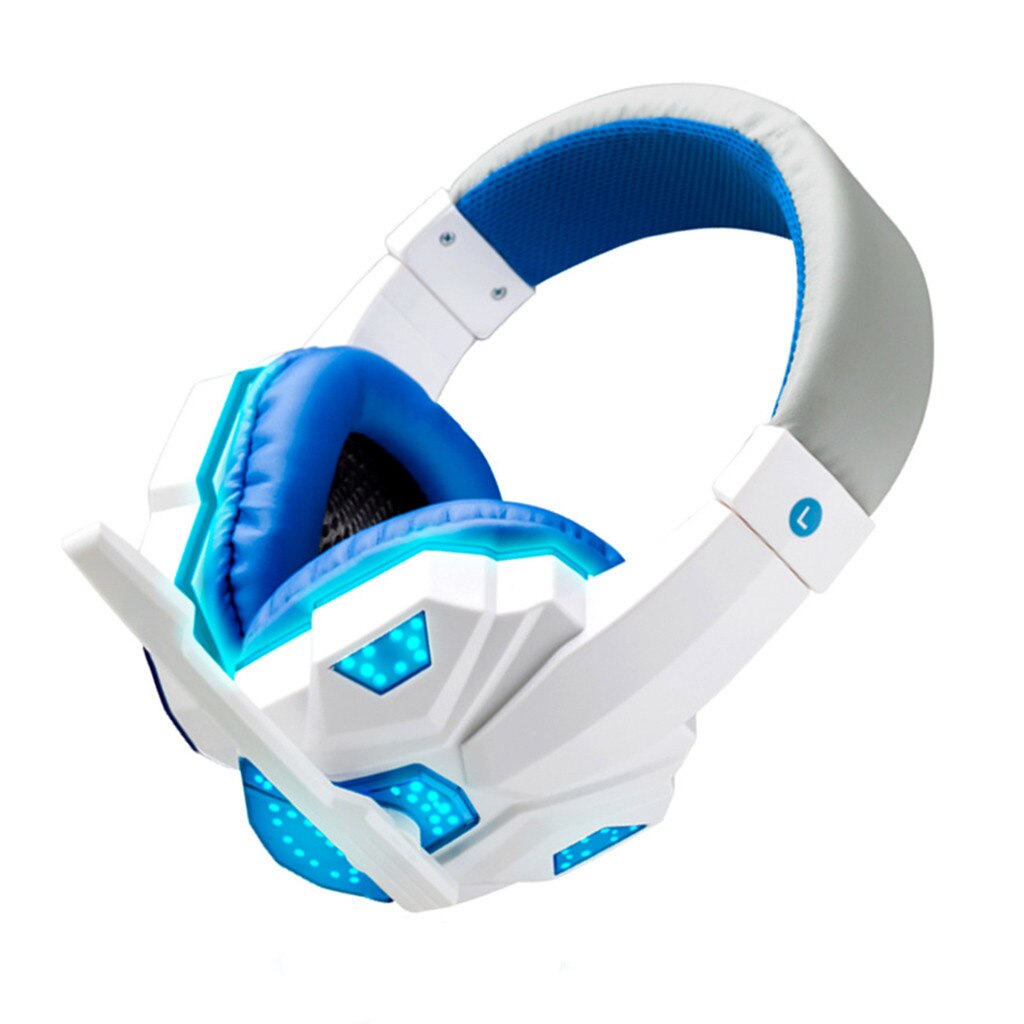 Gaming headset wired headset stereo surround PS4 player headset HD microphone LED light PS4 PC#30: White 