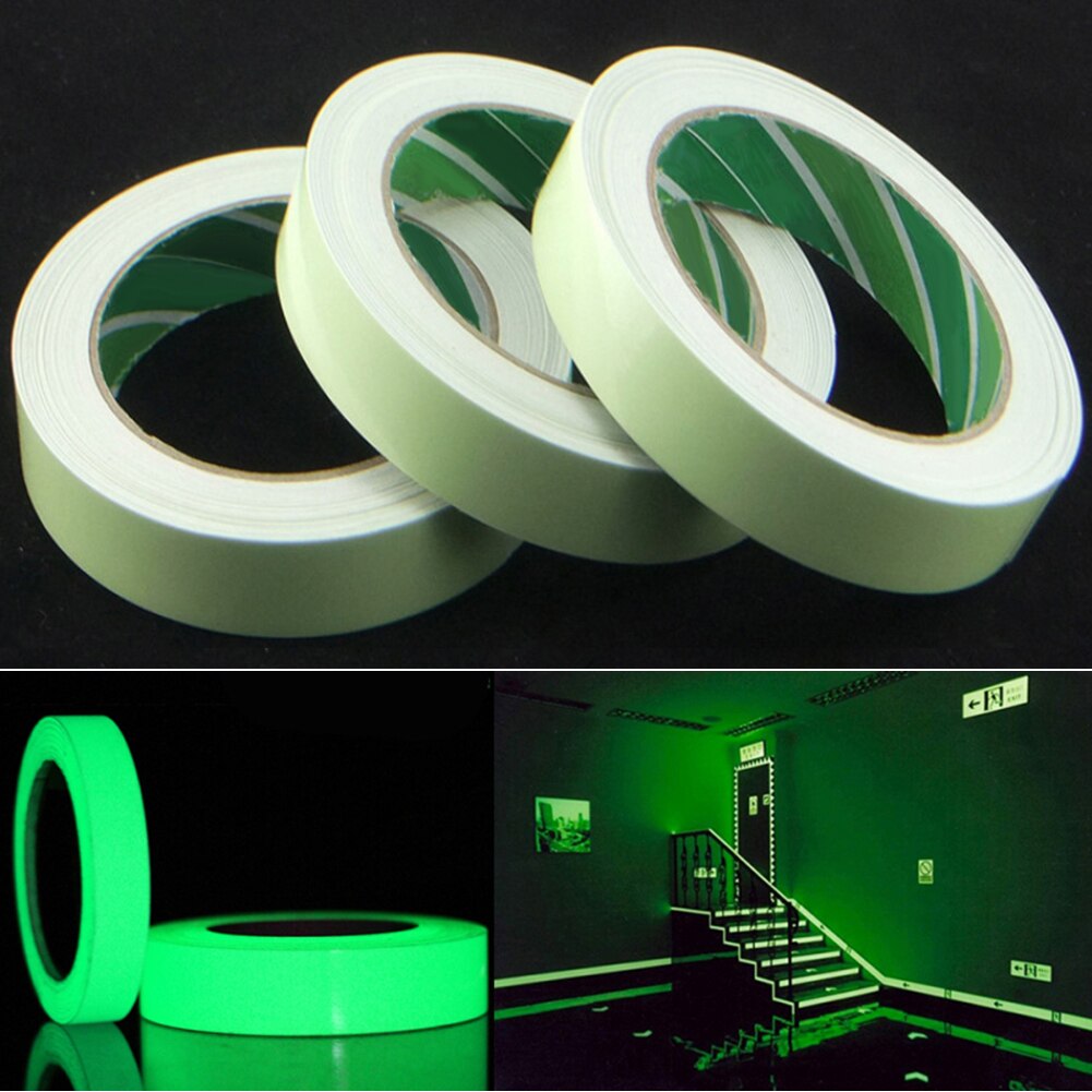 Cinta adhesiva fluorescente luminosa de noche, pegatina que brilla en la oscuridad, cinta de seguridad para hogar, cinta de advertencia para decoración de pared