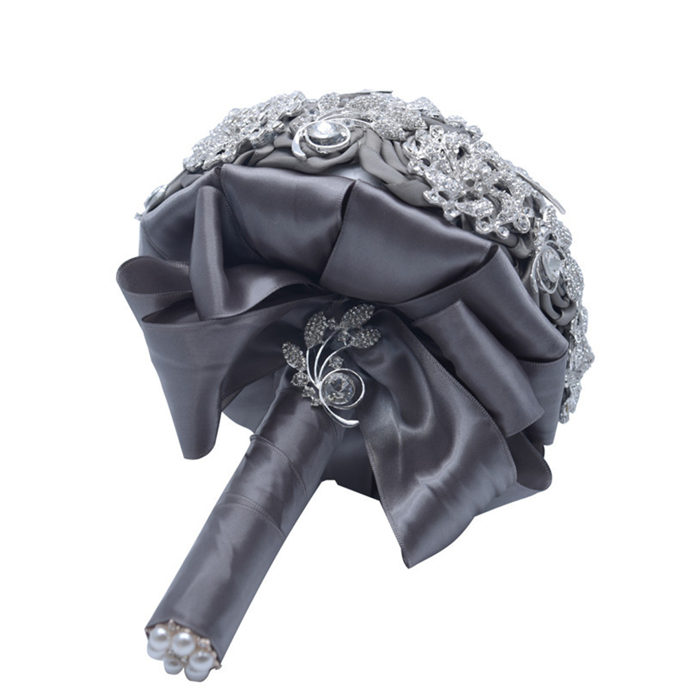 Ramo de flores de seda con diamantes de imitación para boda