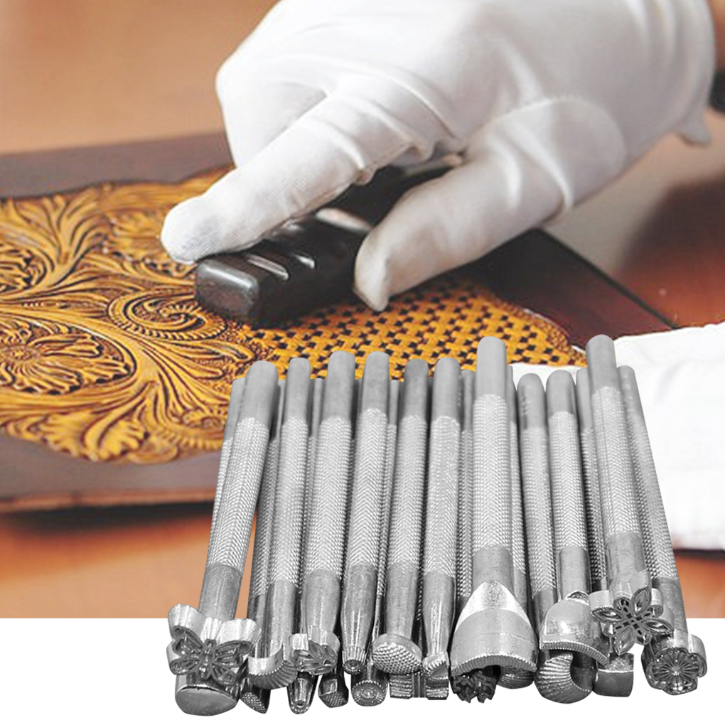 20pcs/set DIY Carving Printing Tool Leather Flower Pattern Craft Engrave Stamping Embossing Mold