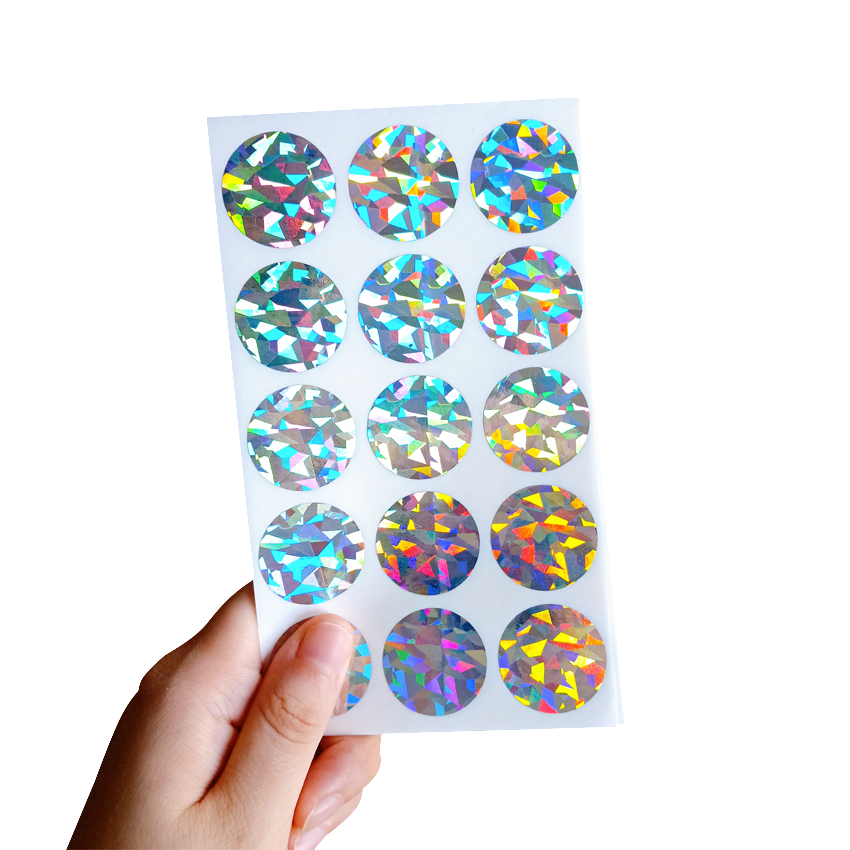 100 Stks/partij Ronde Gouden Zilver Blauw Kras Coating Leuke Stickers Diy Multifunctionele Schrapen Sticker: Laser