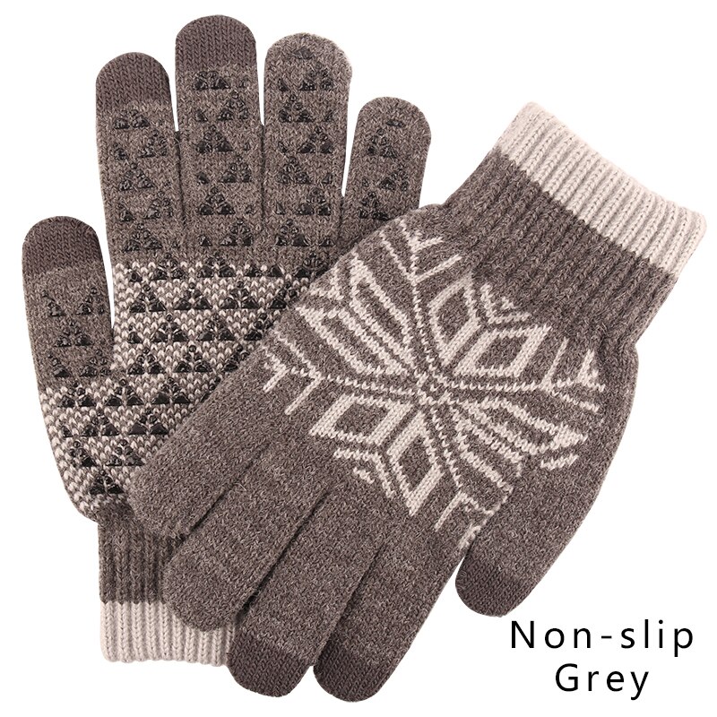 Iwarm Touch Screen Gloves Women's and Men's Knitted Gloves Autumn Winter Warm Thick Gloves: Non-slip Grey / M