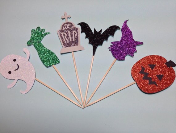 Glitter Halloween Glitter Cupcake Toppers verjaardagsfeestje Huwelijksvrijgezellenfeest Engagement Hens Night Party voedsel picks24pcs