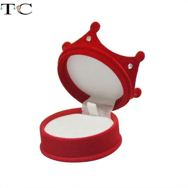 Kreative Samt Schmuck Kasten Mini Container Ring Kasten Ohrringe Ringe Lagerung Kasten Kleine Zubehör Anzeige Kasten: Krone rot