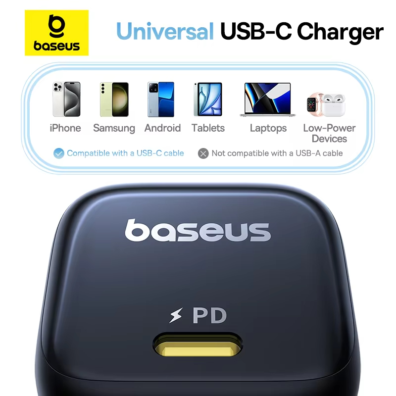 Baseus 45W PD-oplader voor iPhone 16-serie GaN-oplader Type C USB-oplader Draagbare snellader voor iPhone 15 Pro