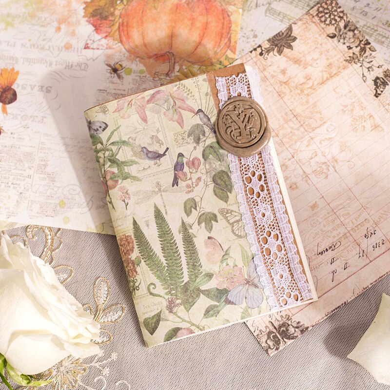 50 stk vintage stor størrelse diy scrapbog dekorativt papir til dagbog album baggrundspapir håndlavet junk journaling