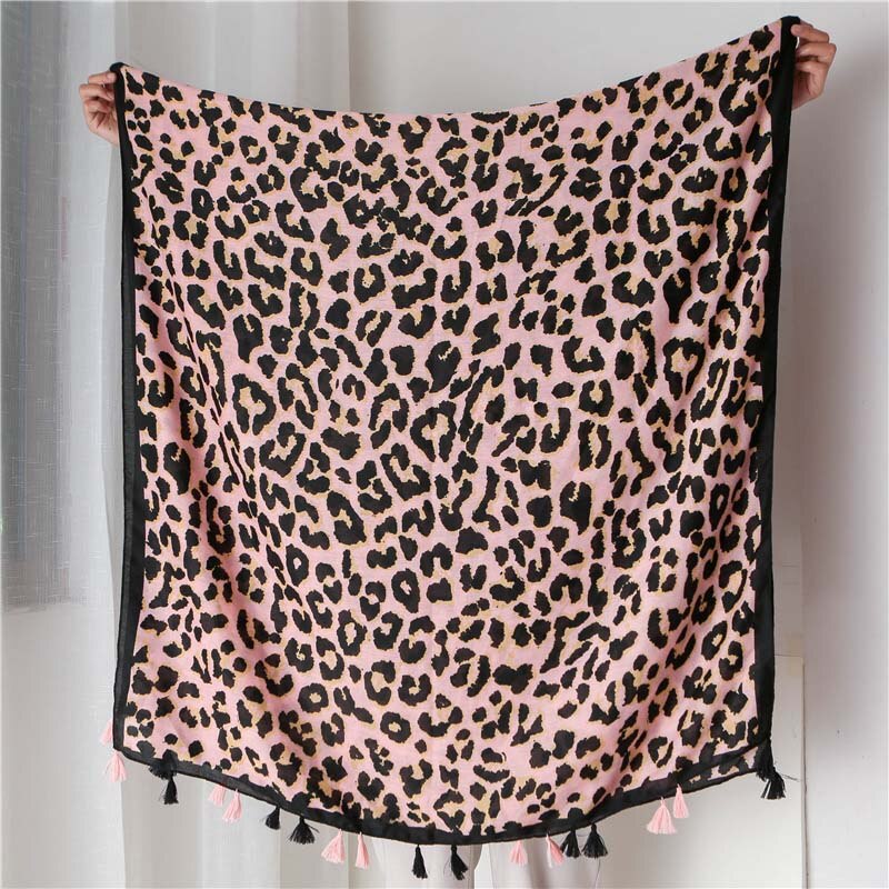 180*90cm kvinder tørret tørklæde i leopardprint blød temmelig stor leopard stjal tynd bomuld varm nok store sjaler cachecol wraps: Lyserød