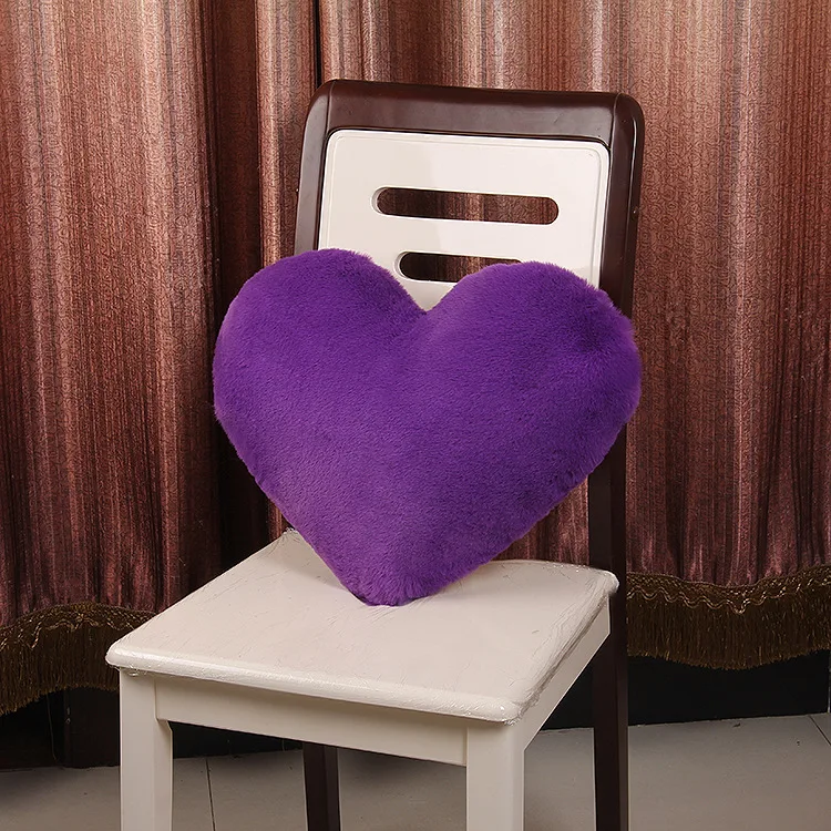 Faux Fur Sheepskin Pillow Cover Love Heart Shaped Sofa Cushion Cover Solid Colour Beds Pillowcase Valentines Day Home Decor: Silver