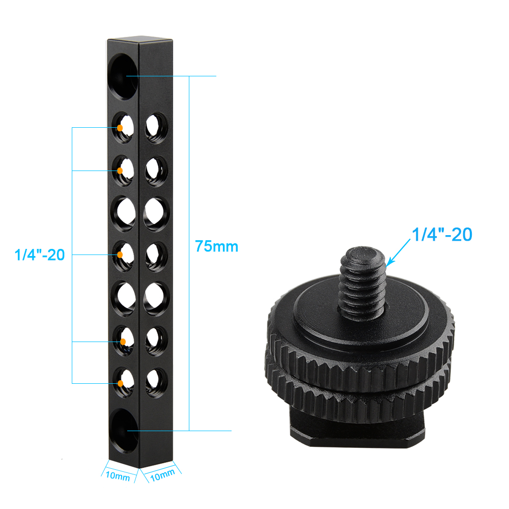 CAMVATE – barre de fromage en aluminium, avec adaptateur pour chaussures chaudes et filetage 1/4 &quot;-20 pour montage de moniteur/Microphone/lampe Flash/lampe LCD
