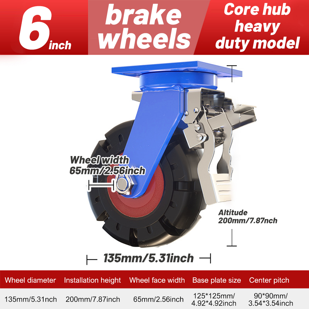Caster Wheels 6/8/10/12inch Furniture Caster Soft Rubber Universal Wheel Swivel Caster Roller Wheel: Silver