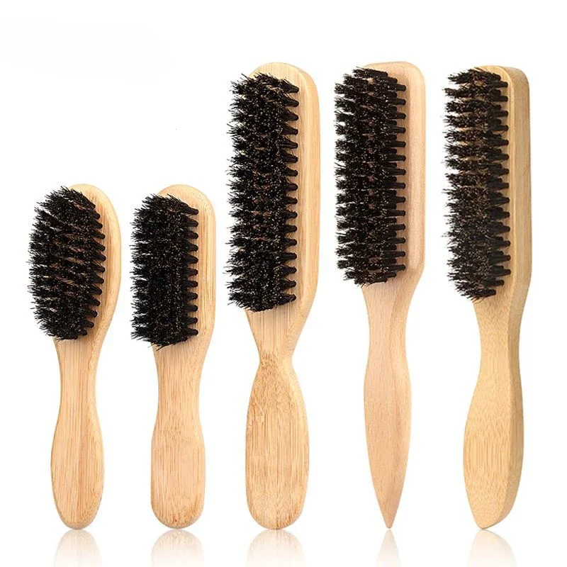 Cepillo para el pelo con cerdas de jabalí para moño de cola de caballo y alisador de pelos de bebé, pedernal, control de bordes, peinado y provocación