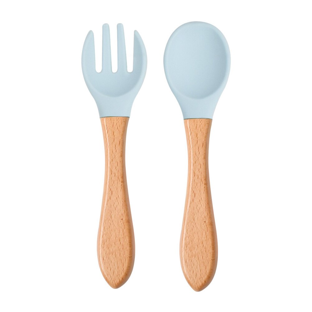 Baby Lepel Siliconen Houten Babyvoeding Lepel Accessoires Kinderen Verjaardagscadeautjes Veiligheid Kinderen Leren Eten Tool: Style E