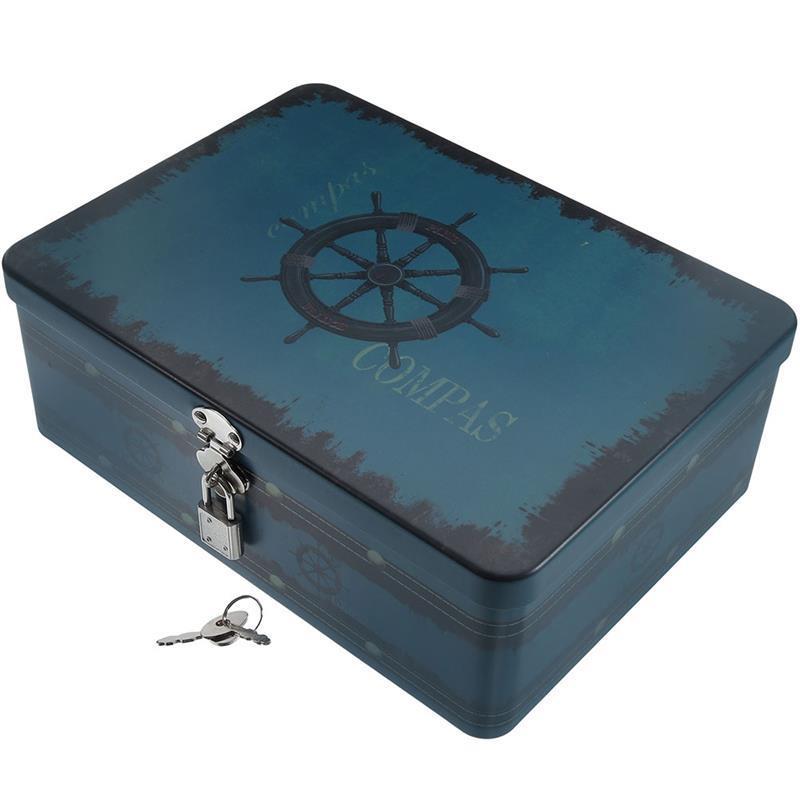 Opbergdoos Blikken doos Blik Sieradencontainer Bin Geneeskunde Desktopdozen met slot: Default Title