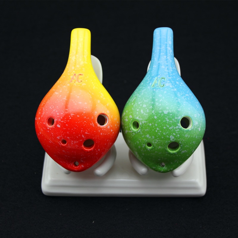 Serie de estrellas de Ocarina, 6 agujeros, 7 colores, cabeza redonda, Alto C, estilo de escritura a mano, instrumento Musical , para amantes