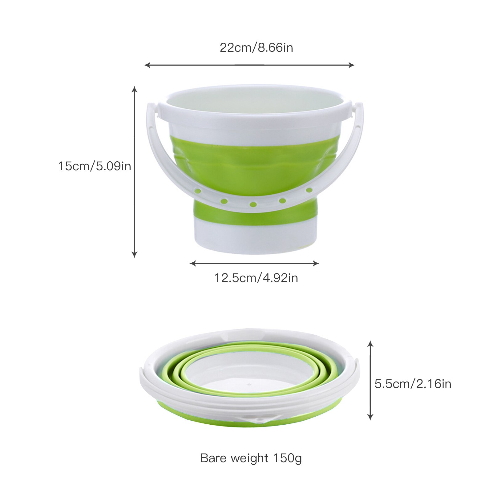 Seau pliant en plastique de 1,5 l – 10l, seau pliant pour la pêche, lavage de voiture, seau de pêche en plein air, Camping, salle de bain, outil de cuisine: 1.5L Green