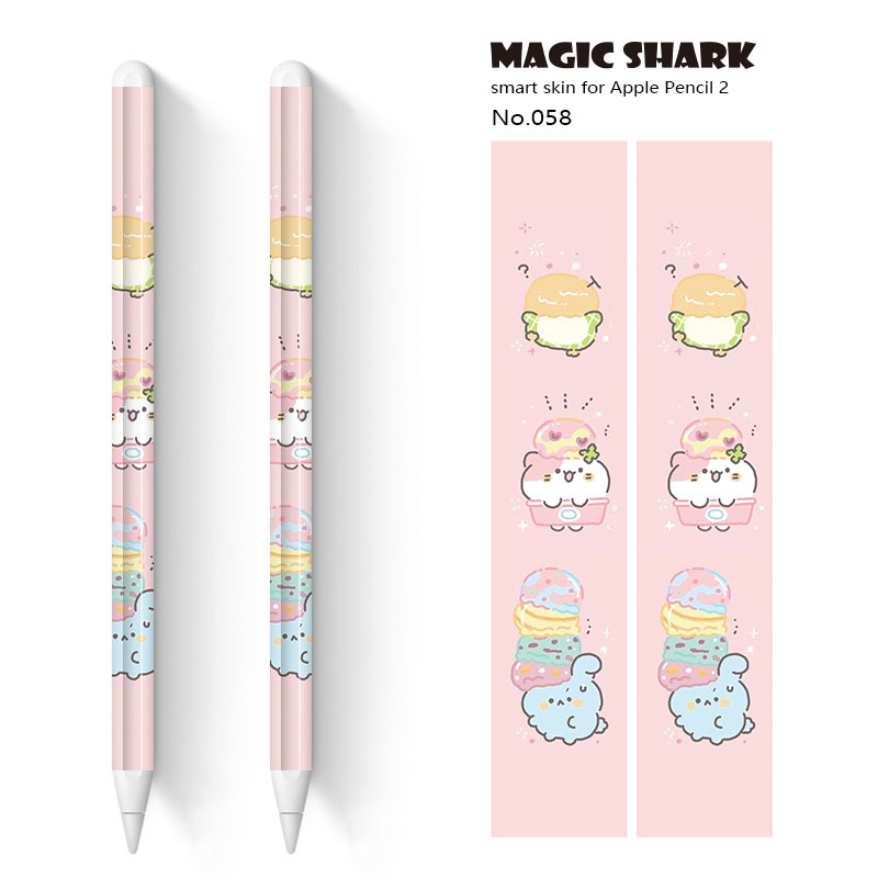 Magisk haj sød tegnefilm kanin bjørn ultra tynd 3m pvc film etui skin tape klistermærke til æble blyant 2 stylus