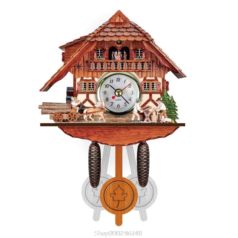 Antique Wooden Cuckoo Wall Clock Bird Time Bell Swing Alarm Watch Home Restaurant Decoration S29 20: 7