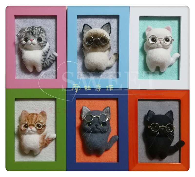 Cat stereo frame wool needlepoint kit wool felt needle felting pendant craft needlecraft DIY handmade