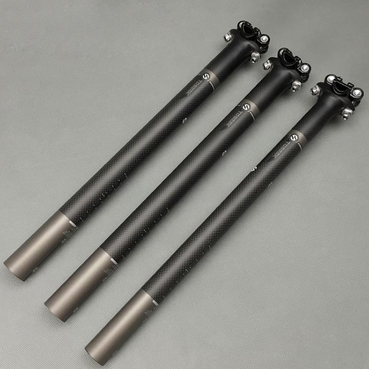 TOSEEK-tija de sillín 100% de fibra de carbón mate 3K, superligera, piezas para tija de sillín de bicicleta de montaña o carretera, 27,2/30,8/31,6x350/400 MM