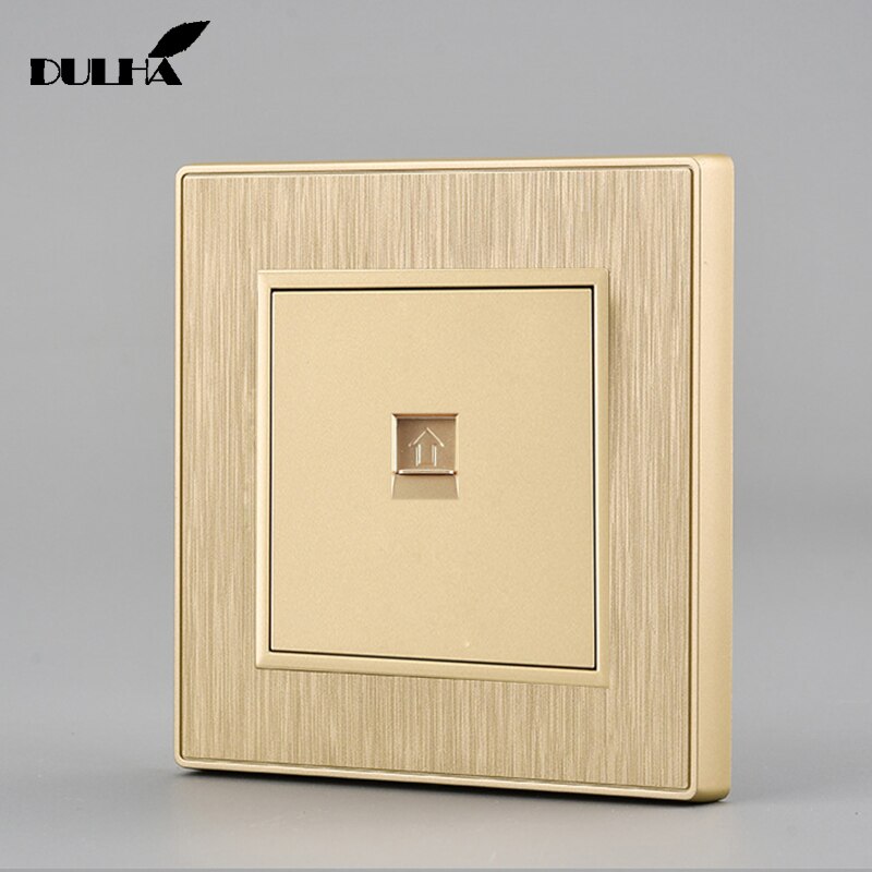 Luxury Gold Single Port Telephone Wall Socket Power Phone Jack Outlet Electrical Tel RJ11 Plug Receptacle PC Panel