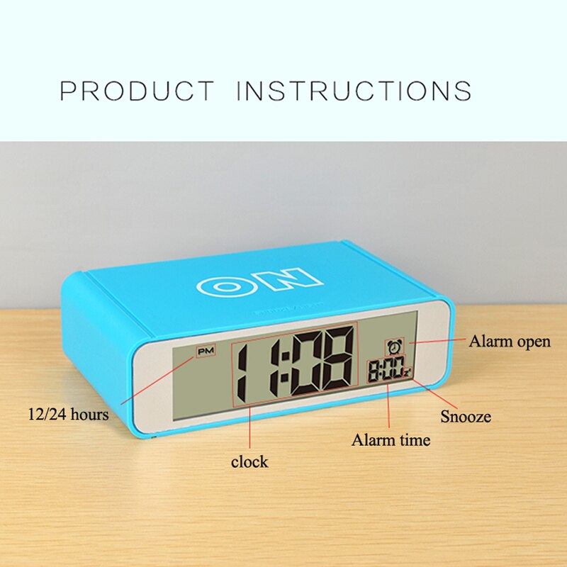 Intelligent Flip Alarm Clock Digital Electronic Top Touch Sensor Watches Luminous Snooze Bedside Clocks Rechargeable Desktop