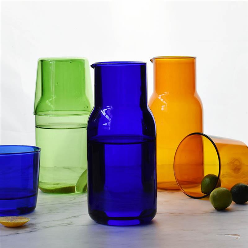 Godteri farge glass tekopp enkel varmebestandig drikkeglass juice glass med tekanne drikke redskaper