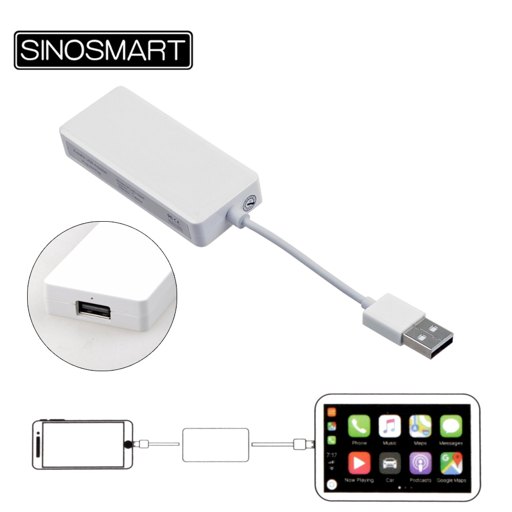 SINOSMART Bedrade USB Link Apple CarPlay Android Auto Mini USB Dongle/Stick voor Android Navigatie Speler