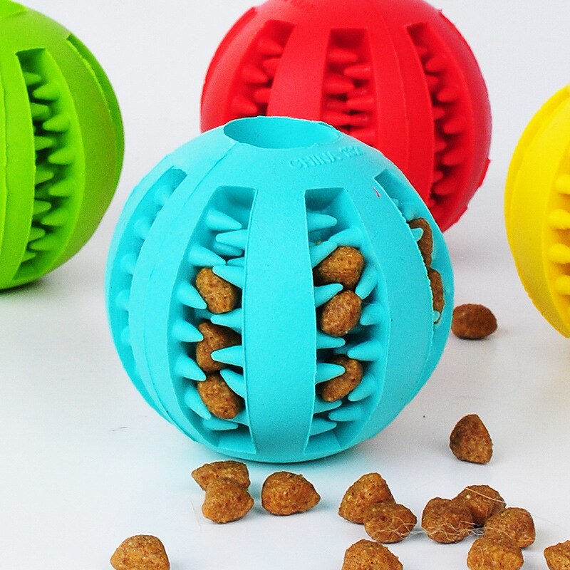 Bola de goma para perro mascota, divertido juguete, herramienta de alimentación para dientes masticar, juguete para jugar con perros, soporte de dispensación Dental para entrenamiento