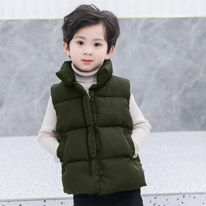 Autumn and Winter Boys and Girls Wear Vests Inside and Outside Children Vests Down Cotton Vests Primary School Coats: Blue / 120(3-4T)