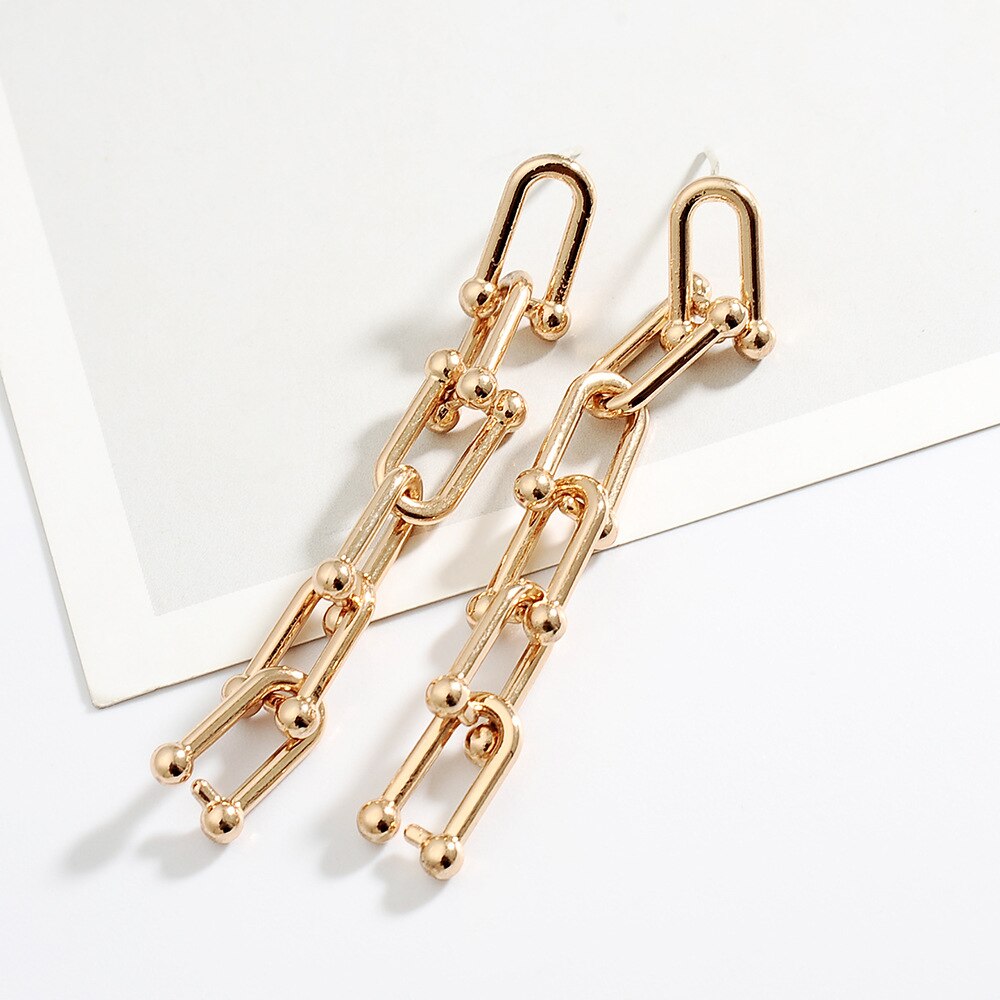 groß klobig frauen Punk Hals Kette U bilden Verbunden Halsband Halsketten Prüfer Gothic Schmuck Grunge Chocker Kragen Für mädchen Kpop: gold earrings