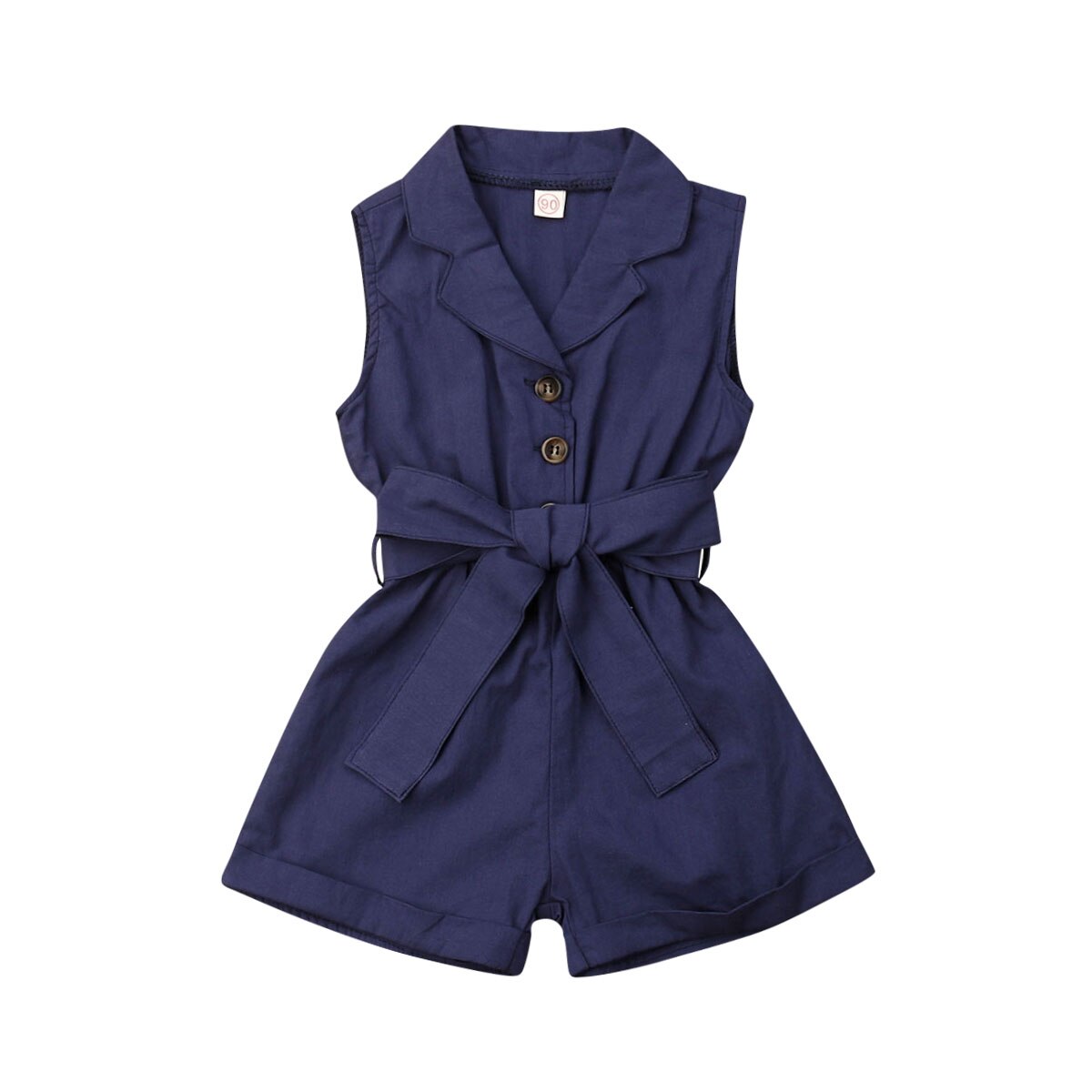 Peuter Meisjes Overall Romper - Mouwloze Effen Kleur Jumpsuit voor de Zomer - 1-6 Jaar: Marineblauw / 6