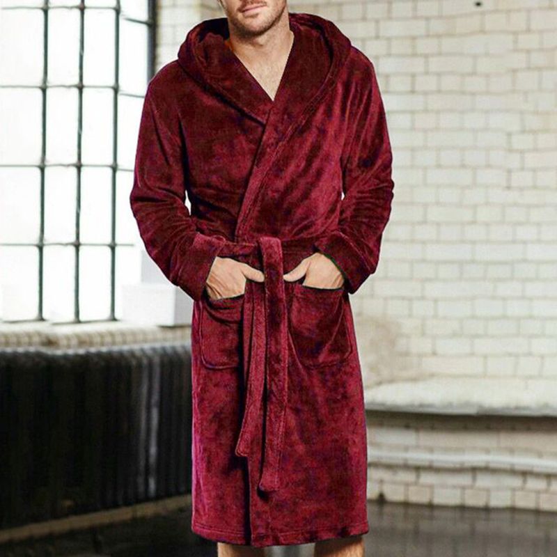 Mens & Ladies Cotton Hooded Bathrobe Towelling Bath robe Dressing Gownx1
