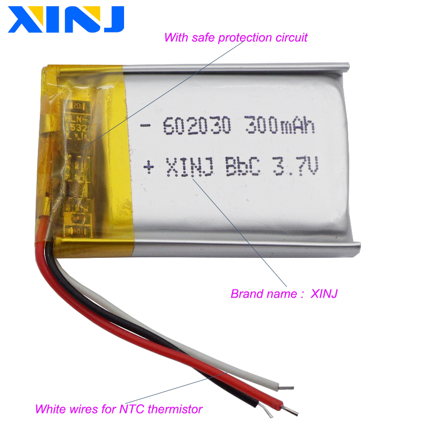 5 stücke 3,7 V 300mAh 1,85 Wh Polymer Lithium Lipo Akku 3-Draht-Therm istor für GPS-Auto kamera Fahr telefon