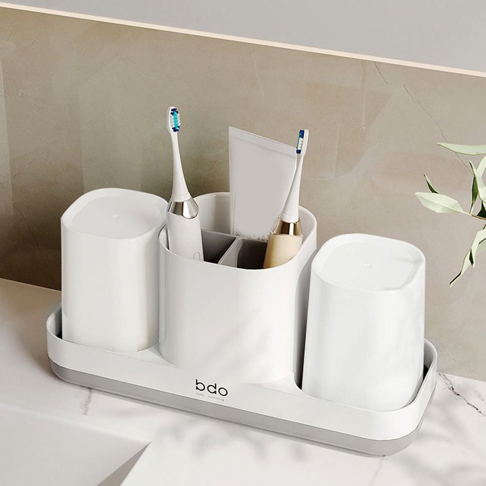 Wielofunkcyjny Prosty Zestaw Uchwytów na Szczoteczki robić Zębów Ociekacz Antypoślizgowy Stojak robić Przechowywania Szczoteczek Plastikowy Stojak na Kubki robić Mycia Łazienka