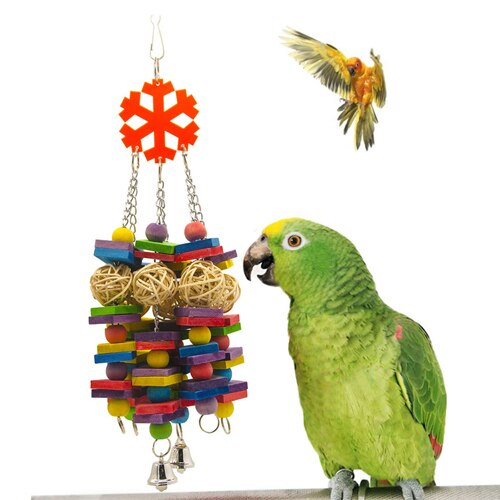 Juguetes de loros para pájaros grandes, Columpio de madera de colores, bloques de columpio para loros, juguetes para pájaros amorosos, juguete para pájaros: Size 2
