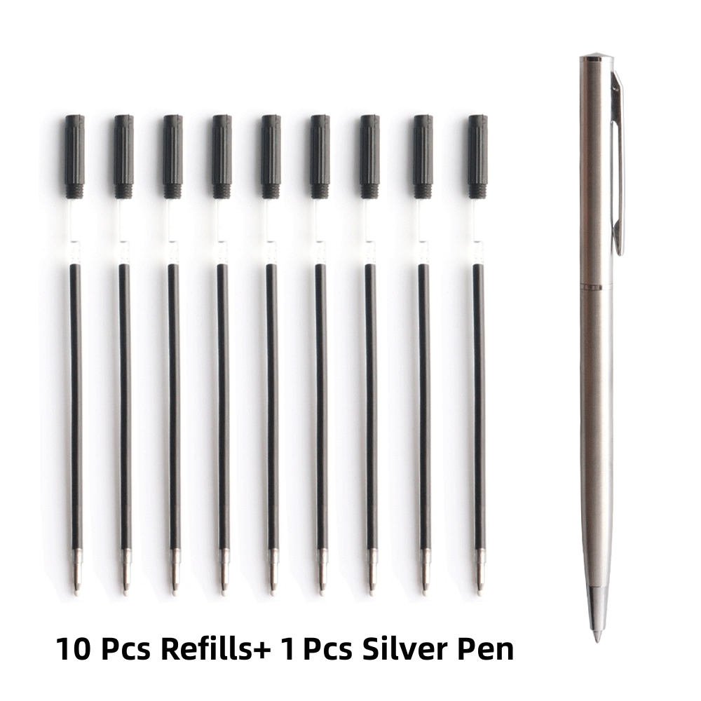 Metall Gel Stift Edelstahl Material Drehen Gel Stifte Tinte Farben Schwarz Blau Schreiben Punkt 0,5mm Für Schule Büro schreibwaren: Schwarz / Schwarz