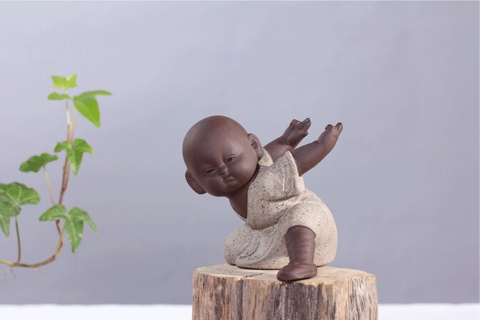 Thé d'argile pourpre jouet pour animaux de compagnie à la main Maitreya bouddhiste moine sable thé ensemble pour cuisine thé accessoires chinois thé outils en céramique