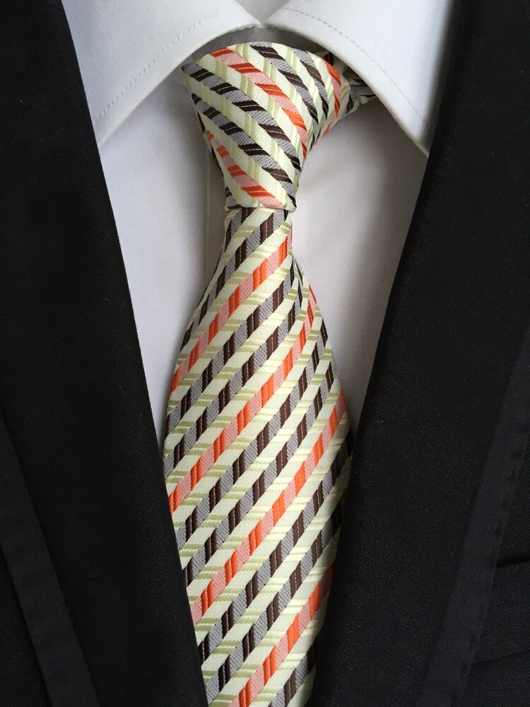 Tilbehør slips til mænd stribet mønster business silkeslips pink rød sort blå gul marineblå lilla orange grøn slips gravatas: Lw 06