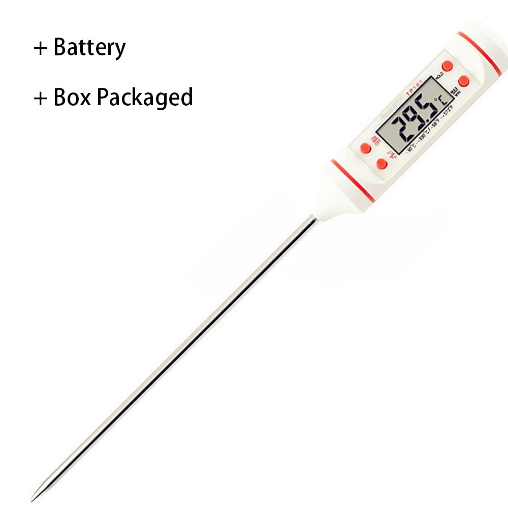 White Digital Food Probe Thermometer With Battery BBQ For Meat Milk Turkey Chicken Beef Kitchen Tools