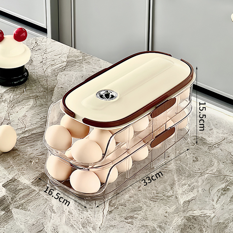 Household Multi-layer Automatic Rolling Egg Storage Box Kitchen Egg Rack Tray Refrigerator Timing Special Egg Carton: DARK GRAY