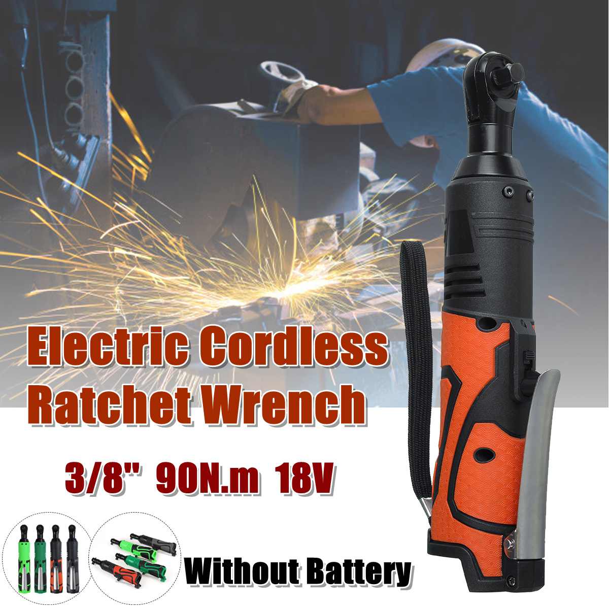 28V 90N.m Cordless Electric Wrench 3/8" Ratchet for Makita Battery Rechargeable Scaffolding Right Angle Wrench Tools