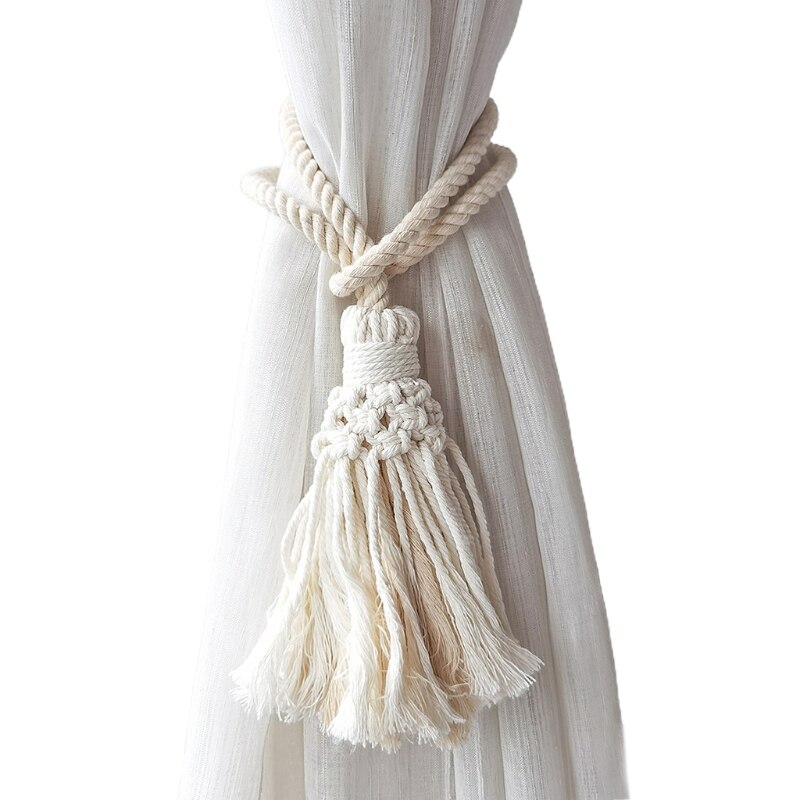 Macrame Curtain Tieback Hand-woven Curtain Tie Rope Straps with Tassel Holdbacks: First picture