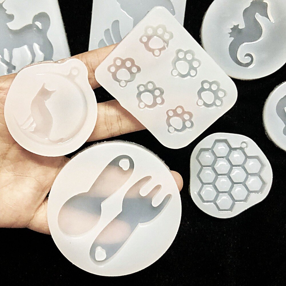 Moules en résine Silicone Mini patte de chat | Mini, pendentif patte de chat, décoration artisanat bricolage oiseau, licorne hippocamole, moule en résine petit éventail fourchette, breloques