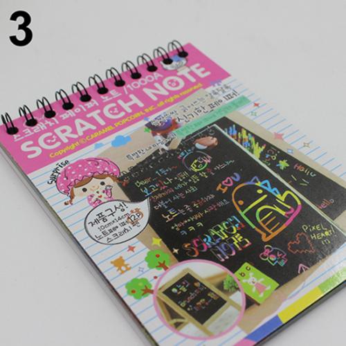 Kids Rainbow Colorful Scratch Art Kit Magic Drawing Painting Paper Notebook Color Handwriting Board Doodle Painting: Pink