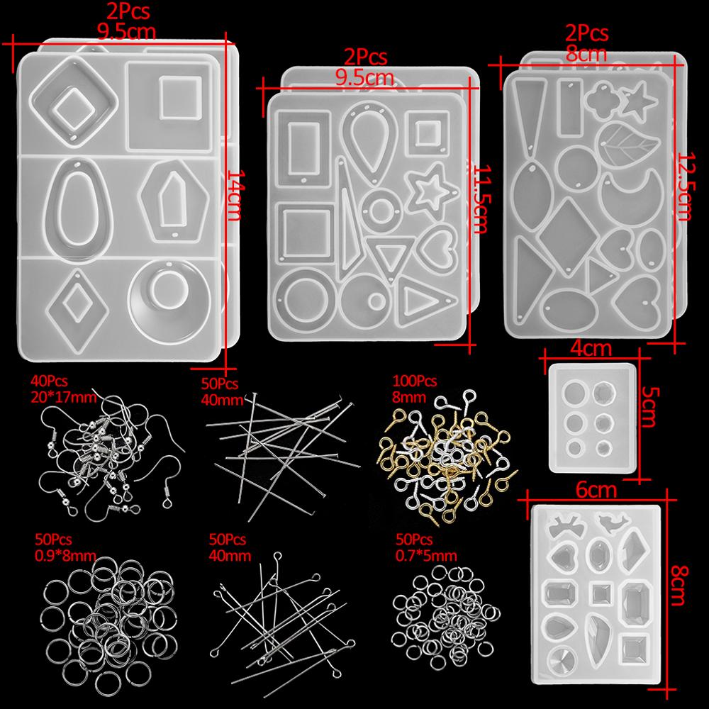 Set de moldes de silicona epoxi 300 Uds para joyería, moldes de resina UV de estilo mixto para Diy, accesorios de joyería: KT0023-9