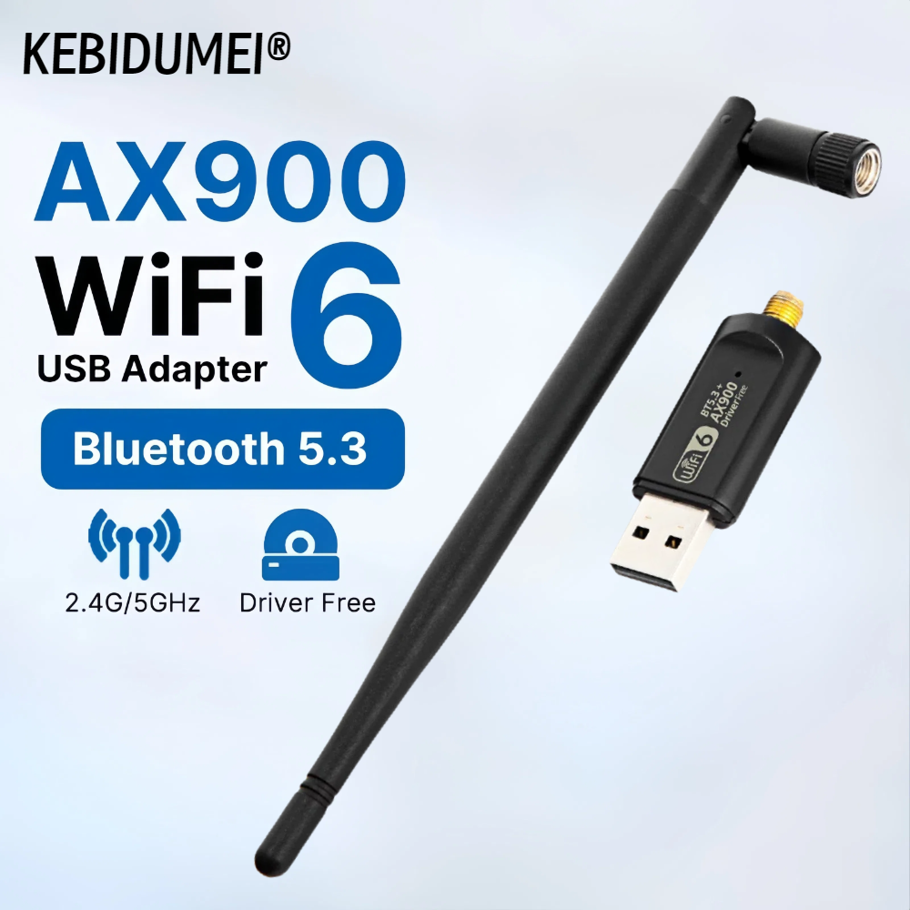 900Mbps WiFi USB Adapter 2 in 1 Bluetooth 5.3 Wifi6 Network Card 2.4G/5Ghz 5dbi Antenna USB Dongle Receiver Free Driver For PC