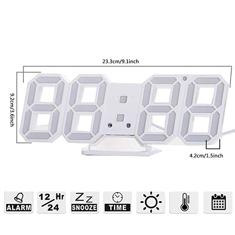 Eenvoudige Moderne Digitale 3D Led Wandklok Wekkers Snooze Klok Met 12/24 Uur Display Home Cedroom Digitale Wandklok e2S