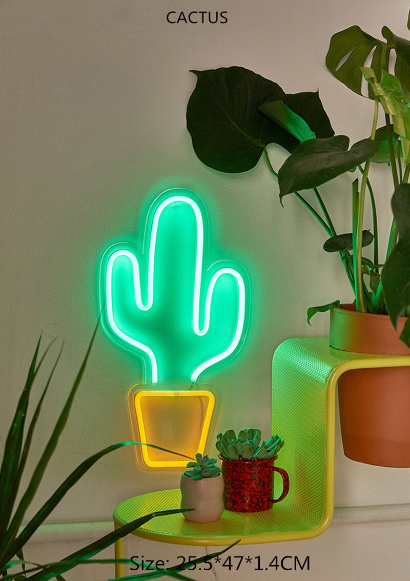LED Neon Licht met Lampjes Sexy Teken Ijs Neon Geel Cool Licht Kerst Partij Bar Winkel Art wanddecoratie: cactus