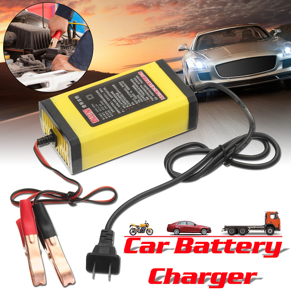 Abs 12v 2ah-20ah auto motorfiets slimme automatische acculader onderhouder us plug